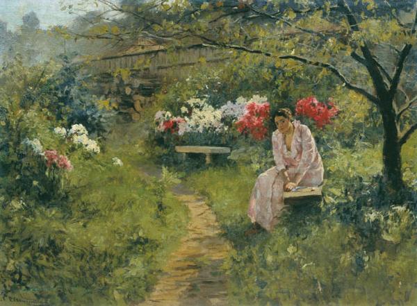 Sergey Ivanovich Svetoslavsky In the Garden China oil painting art
